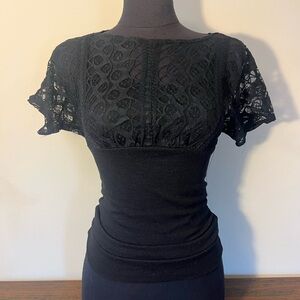 Whimsigoth lace top fitted tee